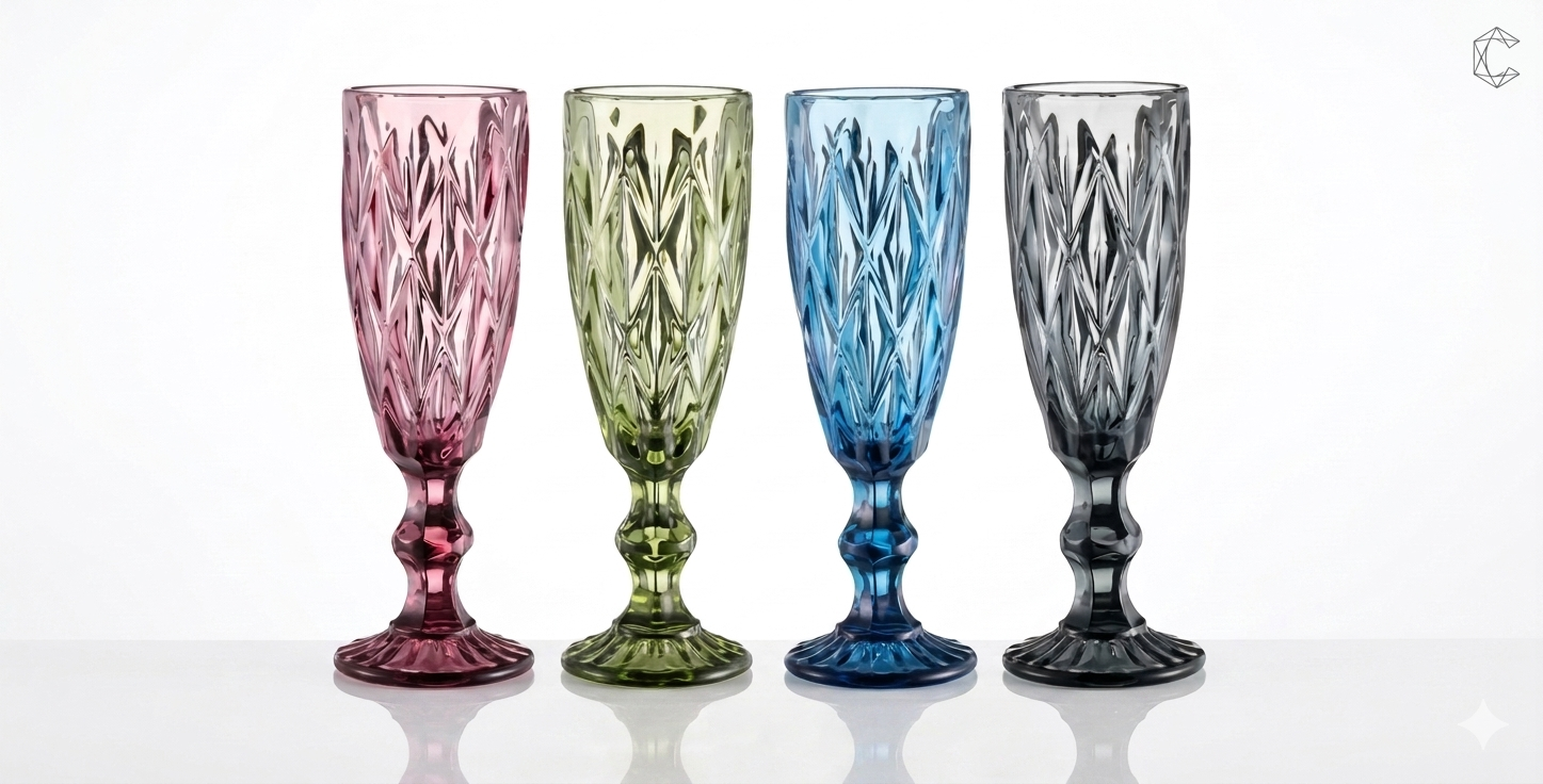 Vintage diamond-cut champagne flutes